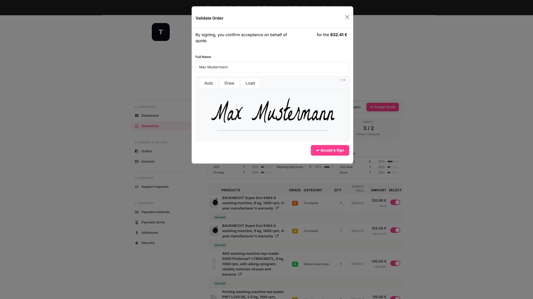 elvinci customer portal digital signature