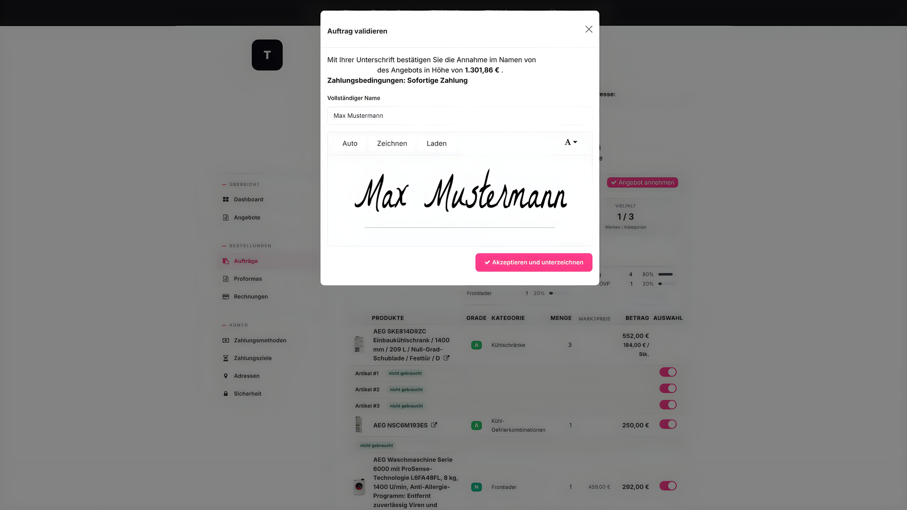 elvinci customer portal digital signature