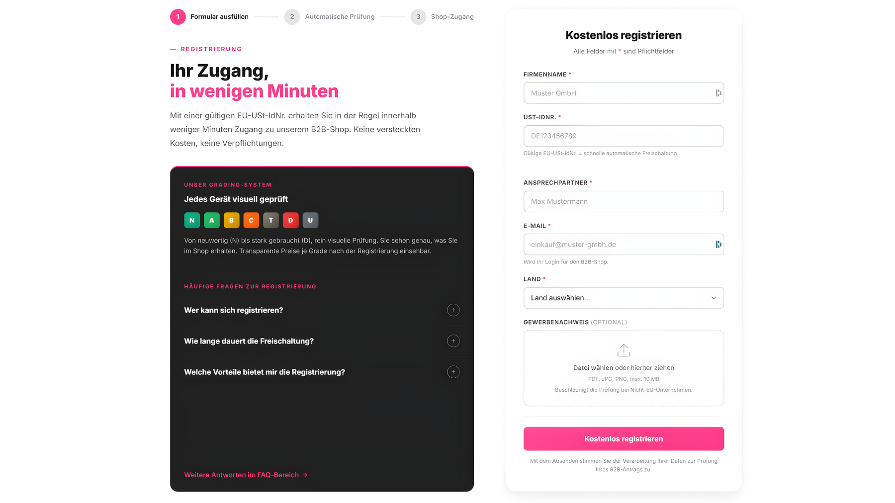elvinci B2B Registration Form